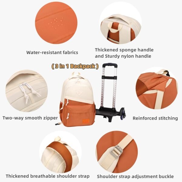 Rolling Backpack for Boys Girls School BookBag with Wheels Kids Luggage Trolley Back Pack on Wheels Elementary Travel Bag - Image 4