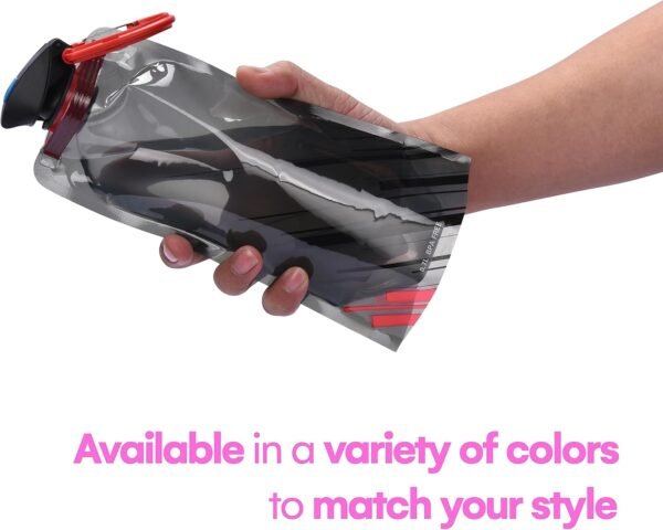 HYDRATE Expandable Plastic Water Bottles - Reusable Water Bottle with Carabiner Clip - Foldable Water Container - Ideal for Outdoor Travel, Sports, Hiking or Camping Adventure - Image 5