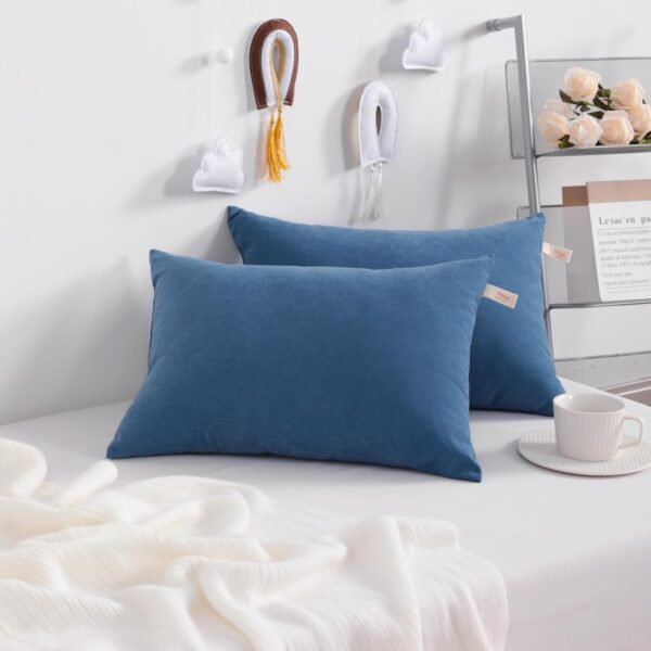 NTBAY Tiny Pillows, Down Alternative 7"x11" Microfiber Mini Pillows for Travel, Pets, Soft Machine Washable Small Pillows for Neck, Wrist, Lumbar and Knee, Denim Blue - Image 2