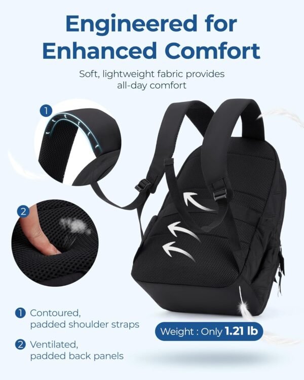 BAGSMAT Travel Laptop Backpack, Cute College Backpack for Women, Quilted Computer Bookbag, Water Resistant 15.6 Inch Laptop Lightweight Casual Bag Backpack - Image 6
