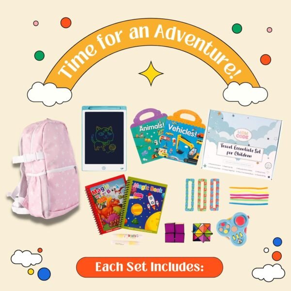 Toddler Travel Activities Set - Kids Airplane Essentials | Toys for Travel | Roadtrip & Airplane Activities, Toddler Activity Book - Image 2