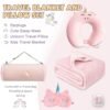 Kids Travel Blanket and Pillow- Premium Soft Pink Airplane Blanket with Adjustable Travel Bag, Hand Luggage Belt Compact Pack Large Blanket for Car, Road Trip, Home Use (60"*40" in) - Image 2