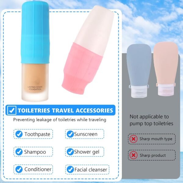 Lusofie 16Pcs Silicone Travel Sleeves For Toiletries Reusable Bottle Covers For Travel Leak Proof Travel Bottles Toiletry Sleeves For Leak Proofing Travel Essentials For Women Travel Accessories - Image 3