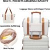 LONG VACATION Luggage Set 4 Piece Luggage ABS hardshell TSA Lock Spinner Wheels Luggage Carry on Suitcase (WHITE-BROWN, 6 piece set) - Image 5