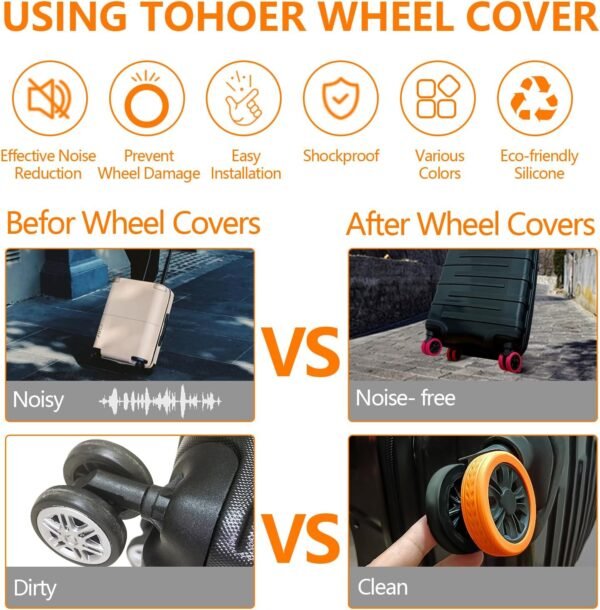 Luggage Wheel Covers for Suitcase,14 Pack Luggage Wheel Protector Covers for most 8-spinner Wheels Carry on Luggage - Image 2