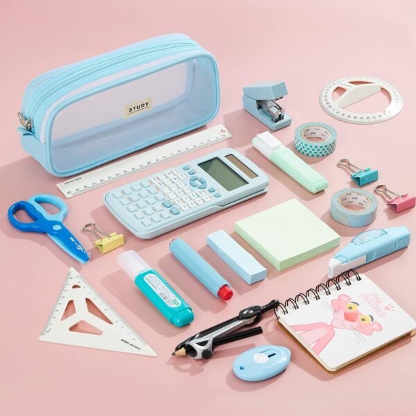 KALIDI Grid Mesh Pencil Case Large Capacity Pencil Case Big Pencil Pouch With Zipper Simple Stationery Bag Aesthetic Pen Bag for School Teen Girl Boy Multi-Purpose bag for office Men Women - Image 8