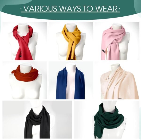 Suhine 8 Pcs Blanket Scarf Warm Soft Cashmere Shawl Thickened Winter Long Scarf with Tassel Edge, 13.8 x 78.8 Inch - Image 4