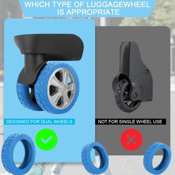 Luggage Wheel Covers, 8 PCS New Styles Suitcase Wheel Protector Covers, Silicone Suitcase Wheel Protector Covers,Silent Shock-Proof Carry on Luggage Wheels Cover (Blue) - Image 3