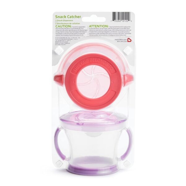 Munchkin® Snack Catcher® Toddler Snack Cups, 2 Pack, Pink/Purple - Image 6