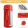 Mini Water Bottle 5oz, Small Insulated Water Bottle for Hot&Cold Drinks, Small Thermos with Carry Handle - 100% Leakproof Perfect for School, Travel...(Red) - Image 3