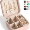 Travel Jewelry Case Small Jewelry Box Mini Travel Essentials for Women, Travel Jewelry Organizer, Bridesmaid Gifts Bridesmaid Proposal Gifts for Women Her, Travel Accessories to Store(1pc pink peach)