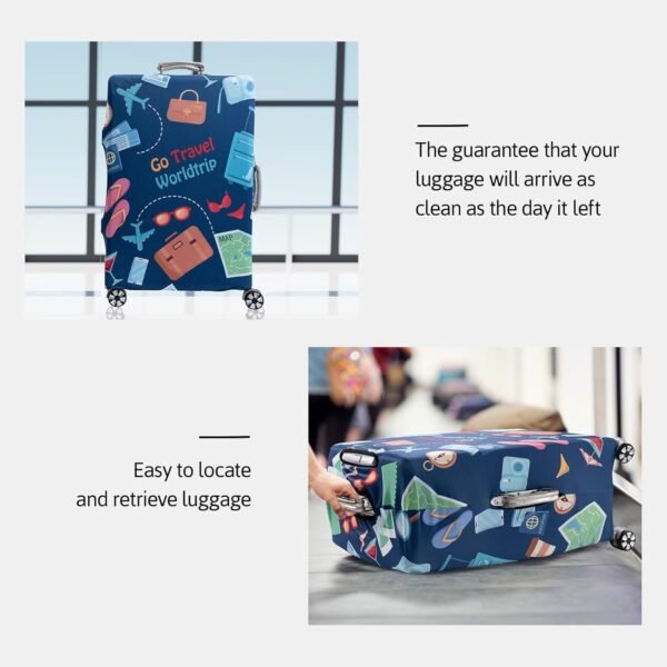 OrgaWise Luggage Covers for Suitcase - Fashionable Protector, Elastic Washable & Stretchable Suitcase covers for luggage, Anti-scratch - Fits 18-32 Inch Luggage（Travel S） - Image 4