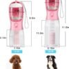 Dog Water Bottle with Filter, Portable Travel Dog Water Dispenser with Food Container & Dog Poop Bags Rolls, Leak Proof, Machine-Wash, Food Grade Plastic - Cycling & Long Flight (Pink, 10 oz) - Image 7