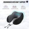 Travel Pillow, Neck Pillow for Travel with Hood for Airplane, Velvet Memory Foam Neck Pillow Adult Head & Neck Support, for Long Flights Plane, Office, Cars Sleeping & Rest (Black) - Image 4
