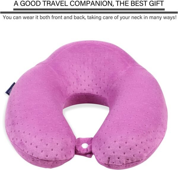 Airplane Pillow Comfortable Neck Pillow for Travel Purple Travel Neck Pillow U Shape Memory Foam Breathable Pillow for Head and Neck Support, Portable Travel Pillow - Image 2