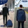 lychee Rolling Backpack-Adult Business Laptop Backpack with Wheels-18 inch Invisible Shoulder Strap Waterproof Backpack with Roller-Trolley Suitcase Travel Bag,Blue - Image 7
