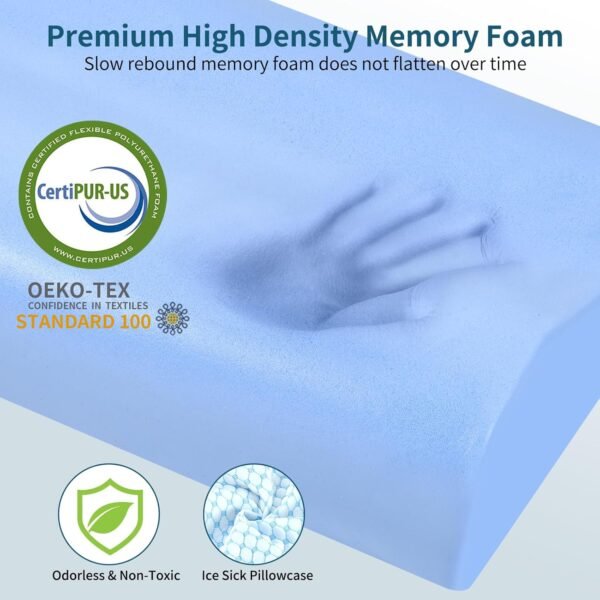 Memory Foam Pillows Neck Pillow for Pain Relief, Ergonomic Cervical Pillow Neck Shoulder Support Bed Pillow for Side Back Stomach Sleeper, Orthopedic Contour Pillow for Sleeping - Image 3