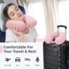 Travel Pillow, Cooling Neck Pillow Airplane Memory Foam with Sleep Mask Earplugs, Soft & Support Airplane Pillow for Travelling Plane Car Train Home Use, Pink - Image 6