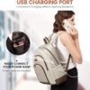 LOVEVOOK Travel Laptop Backpack Women,15.6 Inch Water Resistant Travel Backpack for Women,Work Computer Back Pack for College Business,Khaki… - Image 5