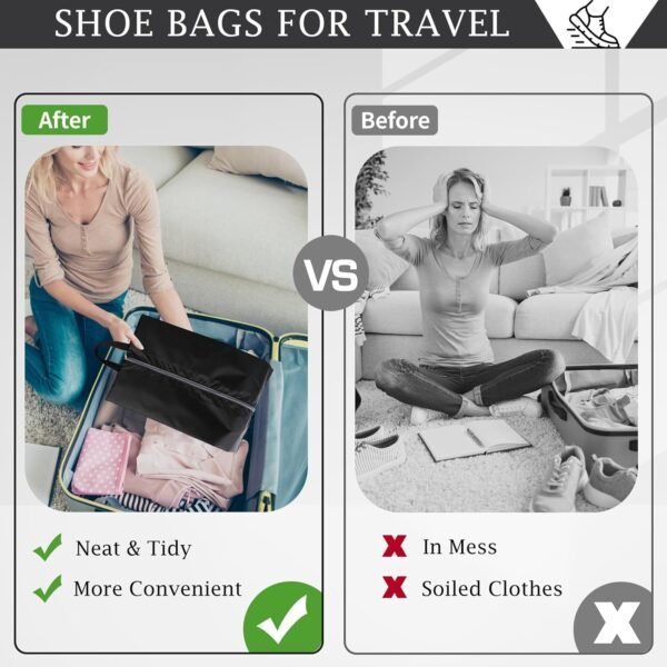 Shoe Bags for Travel, Set of 4 Pack Travel Shoe Bags for Packing, Large Waterproof Portable Travel Shoe Bag with Zipper Travel Essentials Women for and Men - Image 5