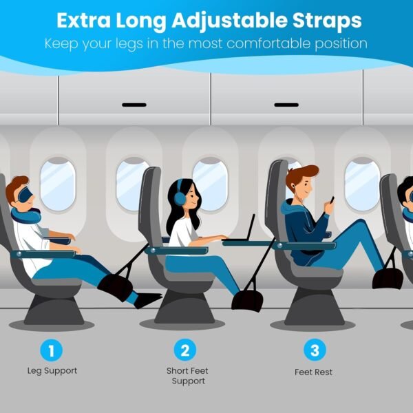 2-Pack Airplane Foot Hammock Travel Essentials, Portable Foot Hammock for Plane Travel, Memory Foam Foot Rest for Air Travel, Desk Foot Rest, Long Flight Must Haves for Women Men Kids - Image 4