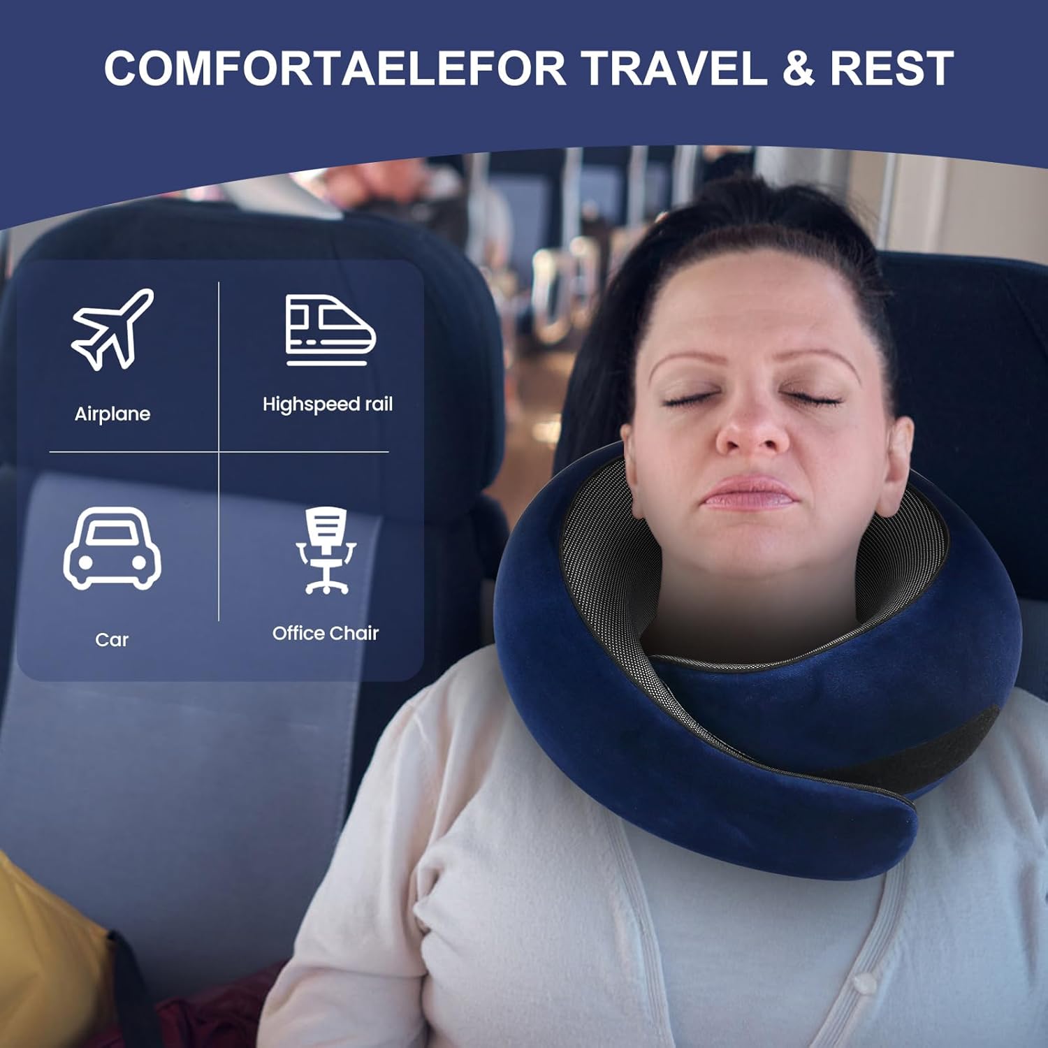 2024 New Memory Foam Travel Pillow for Airplanes,Neck Pillow for Traveling,Neck Plus Travel Pillow,Wander Neck Plus Travel Neck Pillow - Image 3
