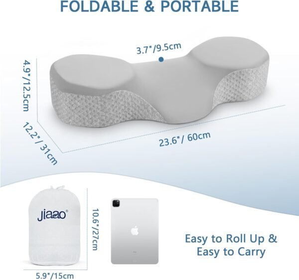 Cervical Pillow for Neck Pain Relief, 2024 Portable Travel Memory Foam Pillow with Bag, 3D Eye Masks and Earplugs, Washable Pillowcase, Side Sleeper Pillow for Adults Back Stomach Sleeper - Image 2