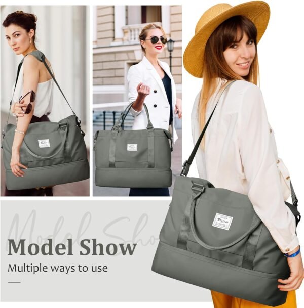 Weekender Bags for Women,Personal Item Travel Bag with Shoes Compartment,Overnight Travel Duffel Bag with Toiletry Bag - Image 7