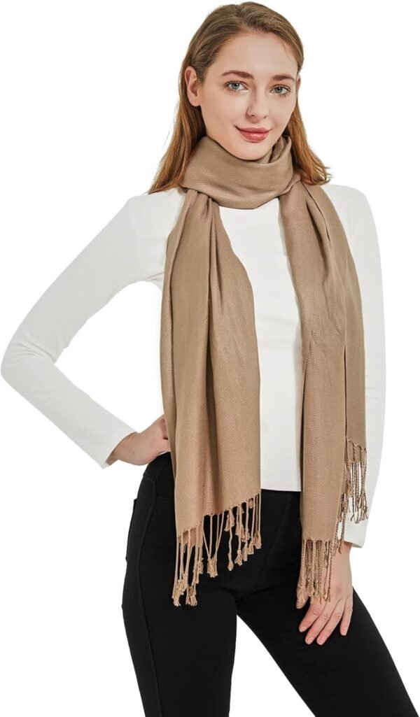 Soft Silky Pashmina Shawl Wraps Solid Colors Scarf for Wedding Evening Dresses - Image 5