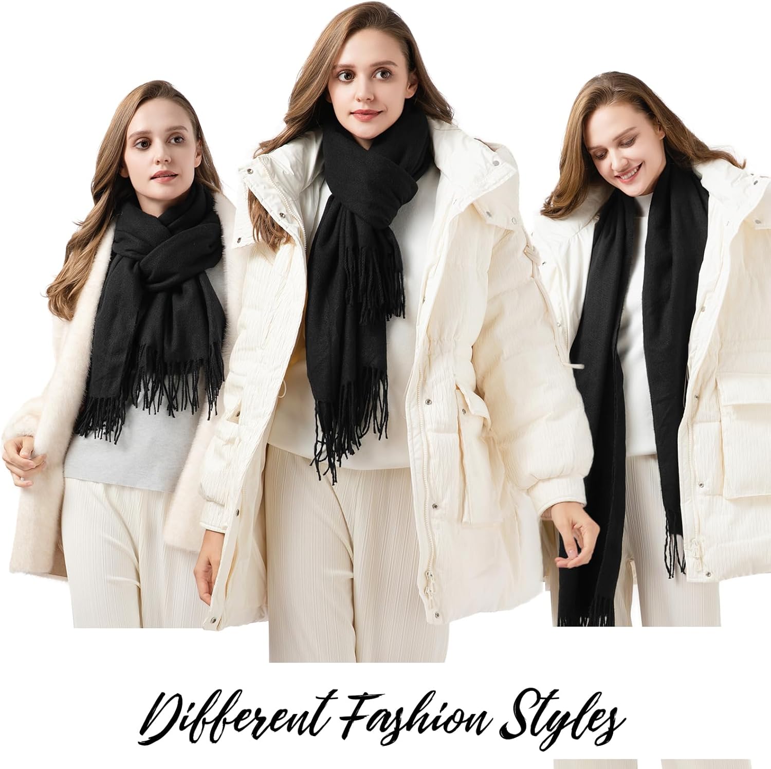 Premillow Scarfs for Women, Winter Scarf, Classic Pashmina Shawls and Wraps, Cashmere Feel Scarfs for Women, Long scarves - Image 2