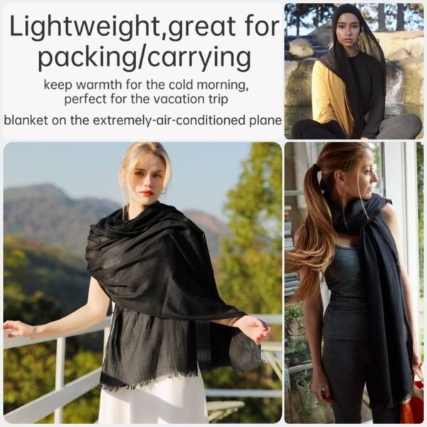 Harewom Lightweight Linen Feeling Shawl Wraps for Women Dressy Travel Gauze Summer Scarfs for Evening Dresses - Image 4