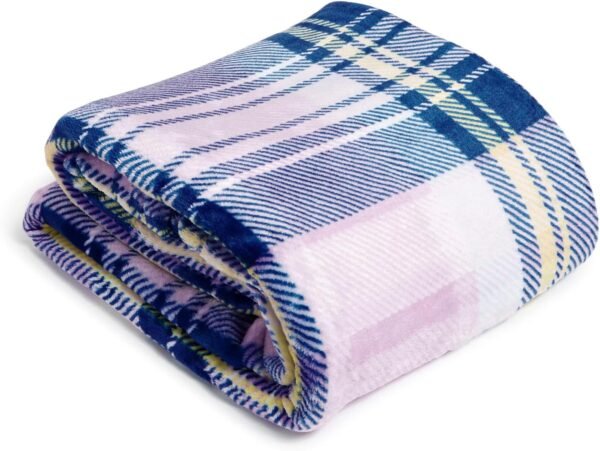 Vera Bradley Women's Fleece Plush Throw Blanket, Amethyst Plaid, 80 X 50