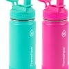 ThermoFlask 16 oz Double Wall Vacuum Insulated Stainless Steel 2-Pack of Water Bottles, Aquamarine/Storm Pink