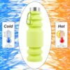 Collapsible Water Bottles Cups - 550ml Reusable BPA Free Silicone Foldable Travel Water Bottle Cup Sports & Fitness Essential for Running,Travel, and Gym Camping Hiking,School,Lightweight - Image 3