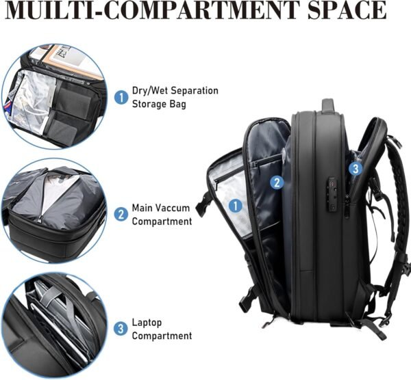 Airback Backpack, Expandable Travel Vacpack Backpack Vacuum Compression, Carry on Backpack - Image 4