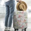 World Famous Scenery Luggage Cover - Washable Elastic Suitcase Cover - Eiffel Tower,Arc de Triomphe and Flower Butterfly Travel Suitcase Cover Fit 22-24 Inch Luggage - Image 3