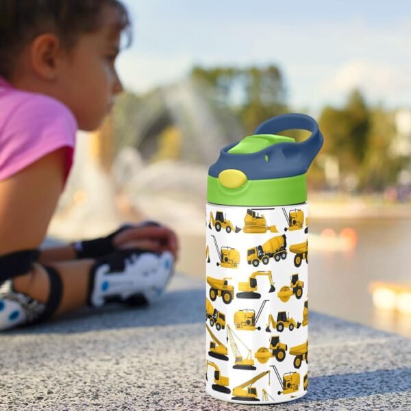 Stainless Steel Water Bottle for kids- 12 Ounce Stainless Steel Vacuum Insulated Water Bottle for Kids children,Double Wall Vacuum Insulated Bottles (Construction Truck Excavator Bulldozer) - Image 6