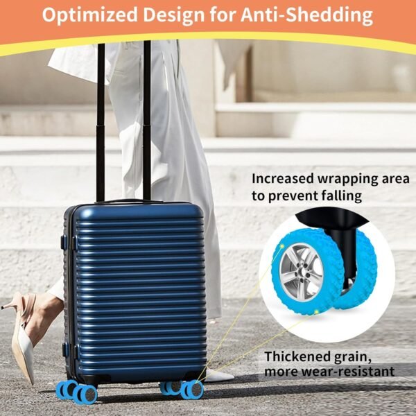 Luggage Wheel Covers Carry On Luggage Wheels Protectors 8 Pcs Covers Silicone Suitcase Wheel Covers, Durable,Mute and Shock Absorption (Orange) - Image 4