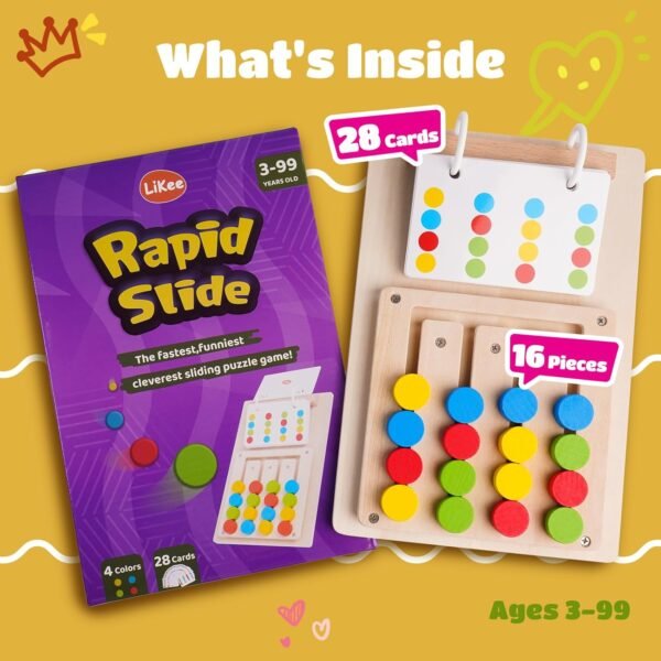 LiKee No-Lose-Parts Wooden Color Matching Slide Puzzle for 3+ Years Old, Montessori Learning Toys for Toddlers Fine Motor Skills, Board Games for Kids Boys Girls Birthday Party Plane Travel Road Trip - Image 2