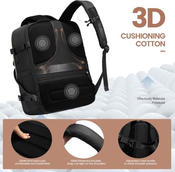 LOVEVOOK Personal Item Travel Backpack for Women, Carry on Backpack Flight Approved, Waterproof 40L Large Travel Bag fit 17 inch Laptop - Image 4