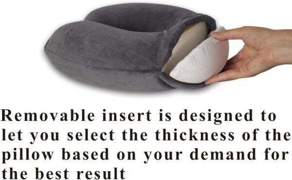 Memory Foam Neck Pillow - Adjustable Thickness for Best Comfort, Grey - Image 2
