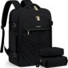 LOVEVOOK Backpack for Traveling on Airplane, Womens Travel Backpack Carry on Flight Approved, 40L Personal Item Backpack Fit 17.3inch Laptop, Black