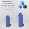 Collapsible Water Bottles 12oz, Odorless BPA-Free Silicone, Leak-Proof Foldable Reusable Bottle - Perfect for Travel Sports Gym Hiking Camping Cycling - Purple