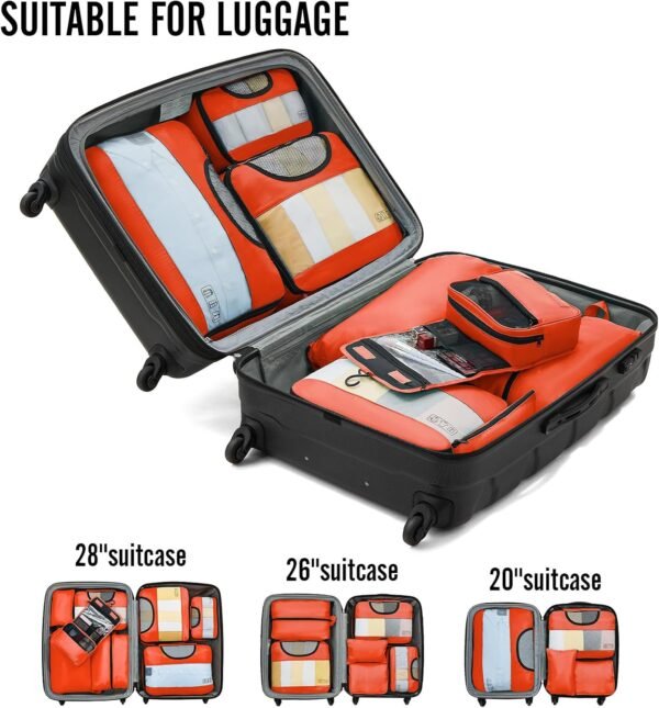 Veken 8 Set Packing Cubes for Suitcases, Travel Bag Organizers for Carry on Luggage, Suitcase Organizer Bags Set for Travel Essentials Travel Accessories in 4 Sizes(Extra Large, Large, Medium, Small) - Image 6