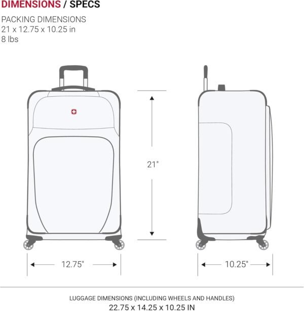 SwissGear Sion Softside Expandable Luggage, Black, Carry-On 21-Inch - Image 5