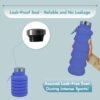 Collapsible Water Bottles 12oz, Odorless BPA-Free Silicone, Leak-Proof Foldable Reusable Bottle - Perfect for Travel Sports Gym Hiking Camping Cycling - Purple - Image 3