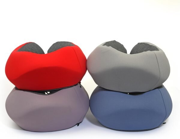 Neck Pillow Travel Neck Pillow with Adjustable Buckle, Phone Pocket Say Goodbye to Neck Pain! Perfect for Flight, Work, or Car. Includes Storage Bag, Eye Mask, and Ear Plug (Red/Gray) - Image 9