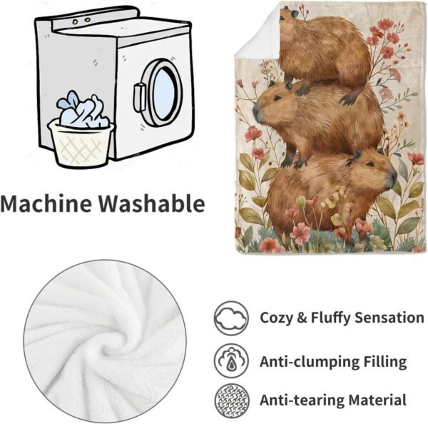 Brown Flannel Blanket with Capybara Design Soft and Cozy Perfect for Kids and Adults Ideal for Home Travel and Outdoor Use 50x60 Inches - Image 5
