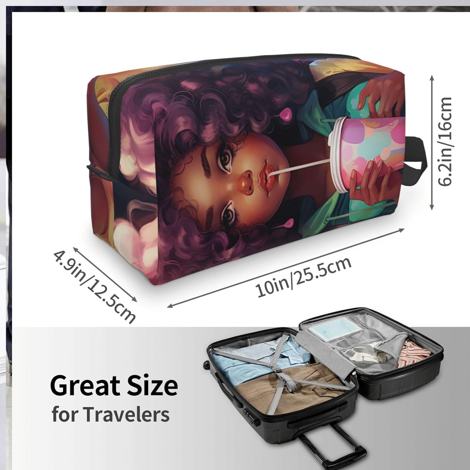 Travel Luggage Cover Suitcase Protector African American Woman Elastic Protective Washable Luggage Cover Anti-Scratch Suitcase Cover For 18-32 Inch -M - Image 3