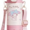 Melody Stainless Steel Insulated Water Bottle with Strap (Spout & Straw) 480ml - Pink